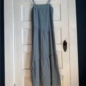 Gray/Blue Maxi Dress with Spaghetti Straps